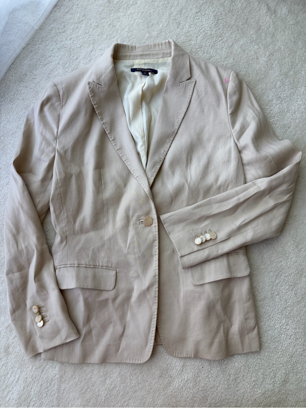 Brook Brothers Classic Beige Linen Blazer - Tailored Single-Button Jacket